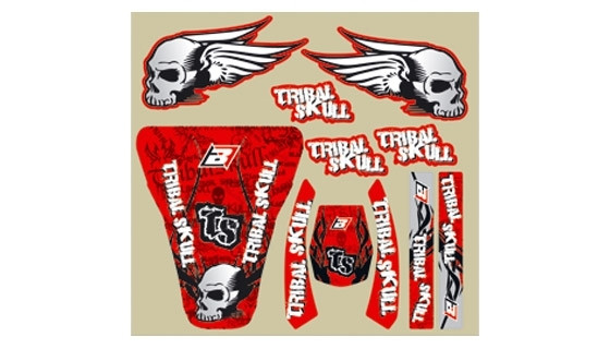 TRIBAL SKULL Aufkleber Kit, rot