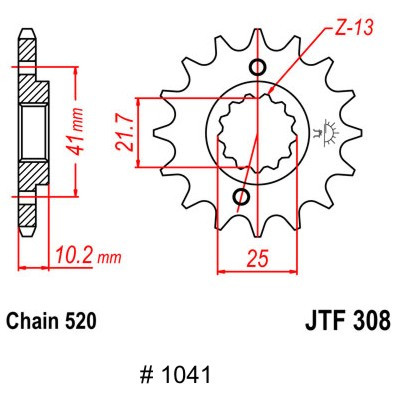 front sprocket, SLR/FX 650 Vigor 97-01