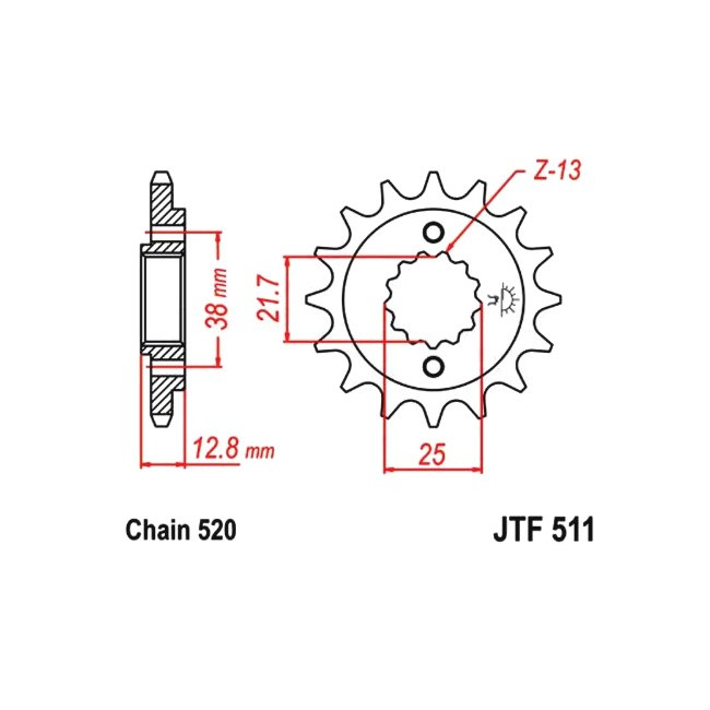 front sprocket KLR 650 R/C 93-,